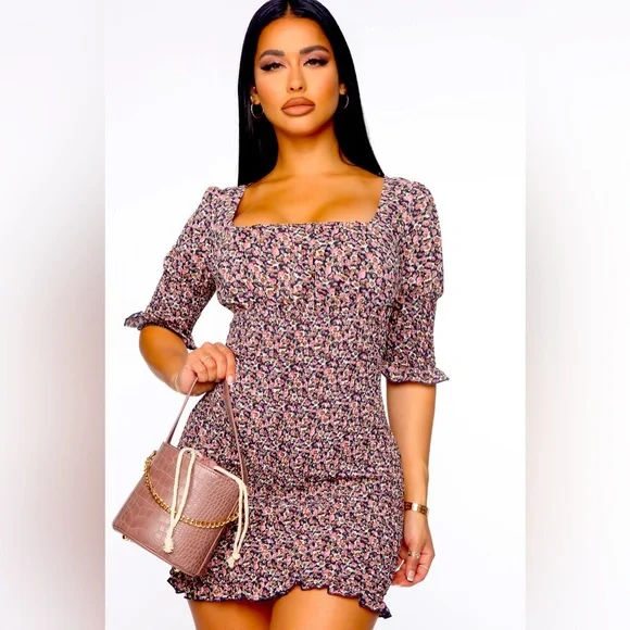 Fashion Nova | Dresses | Fashionnova Floral Mini Smocked Dress Size L |  Poshmark